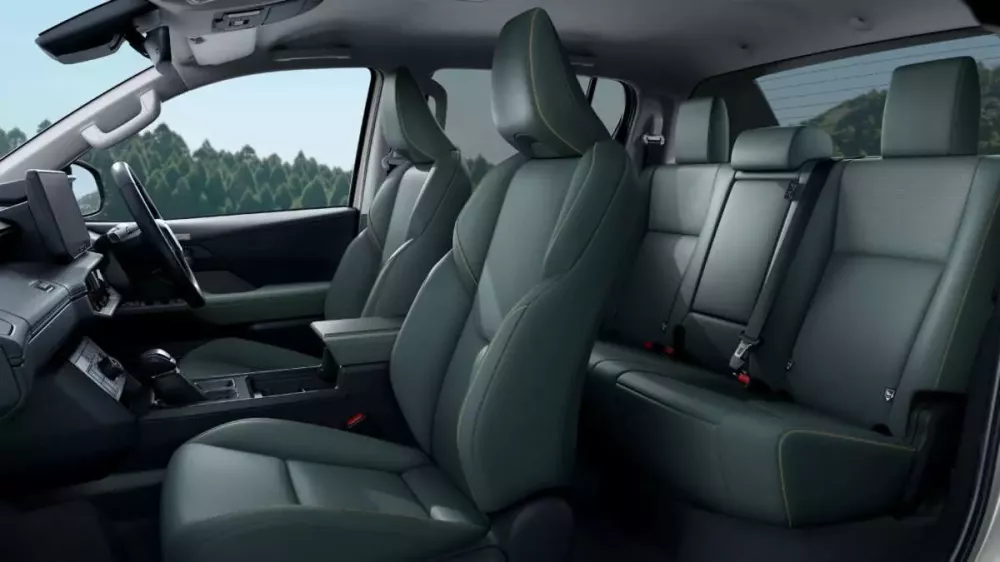 Ghế của Toyota Hilux 2026 bản cao nhất được bọc da màu xanh Mineral Ghế của Toyota Hilux 2026 bản cao nhất được bọc da màu xanh Mineral