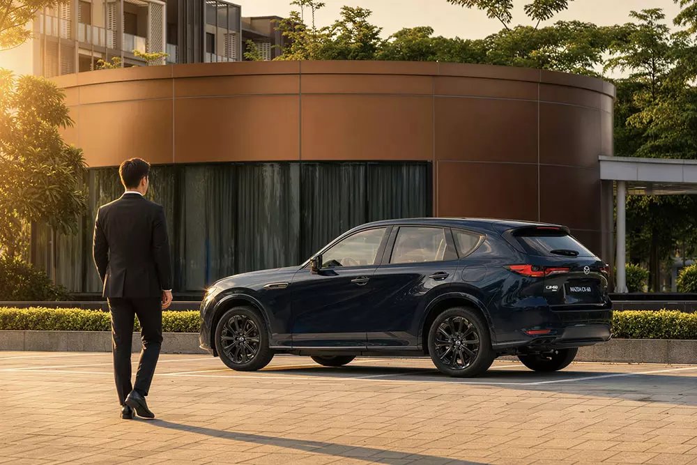 Đằng sau Mazda CX-60 có 2 đầu ống xả kép chia đều sang mỗi bên Đằng sau Mazda CX-60 có 2 đầu ống xả kép chia đều sang mỗi bên